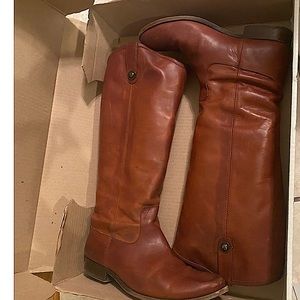Frye Melissa Button Wide Calf Boots, Cognac Sz 10